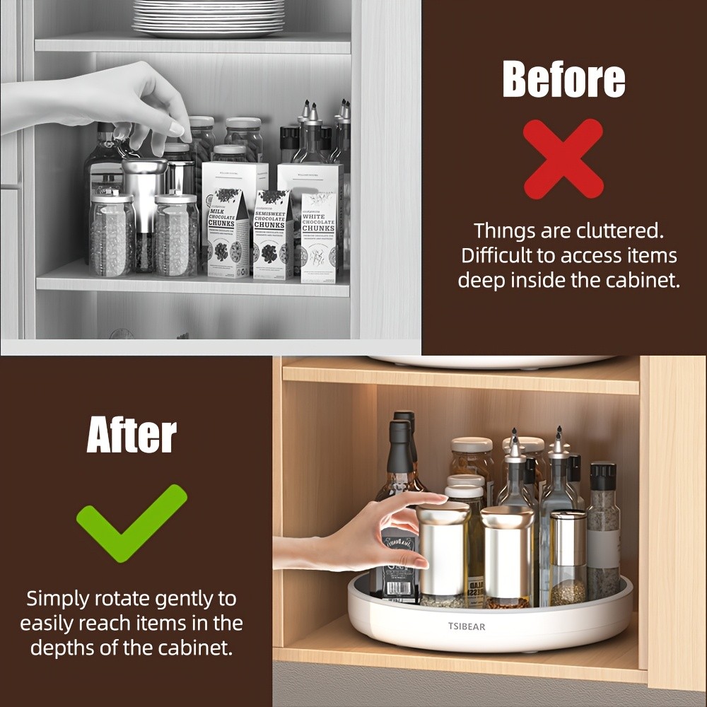 MCMLS 360 Rotating Storage Organizer  Space-Saving 10-Inch Multi-Purpose Spinning Tray for NZ Kitchens & Pantries