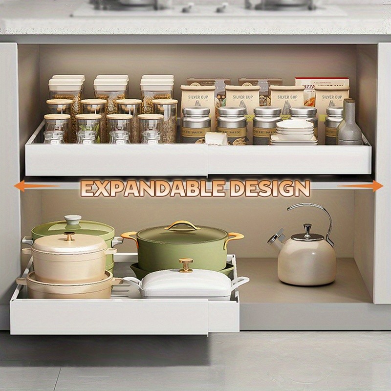 MCMLS Expandable Pull-Out Cabinet Rack  Heavy-Duty Adjustable Under-Sink Organizer for NZ Kitchens & Pantries