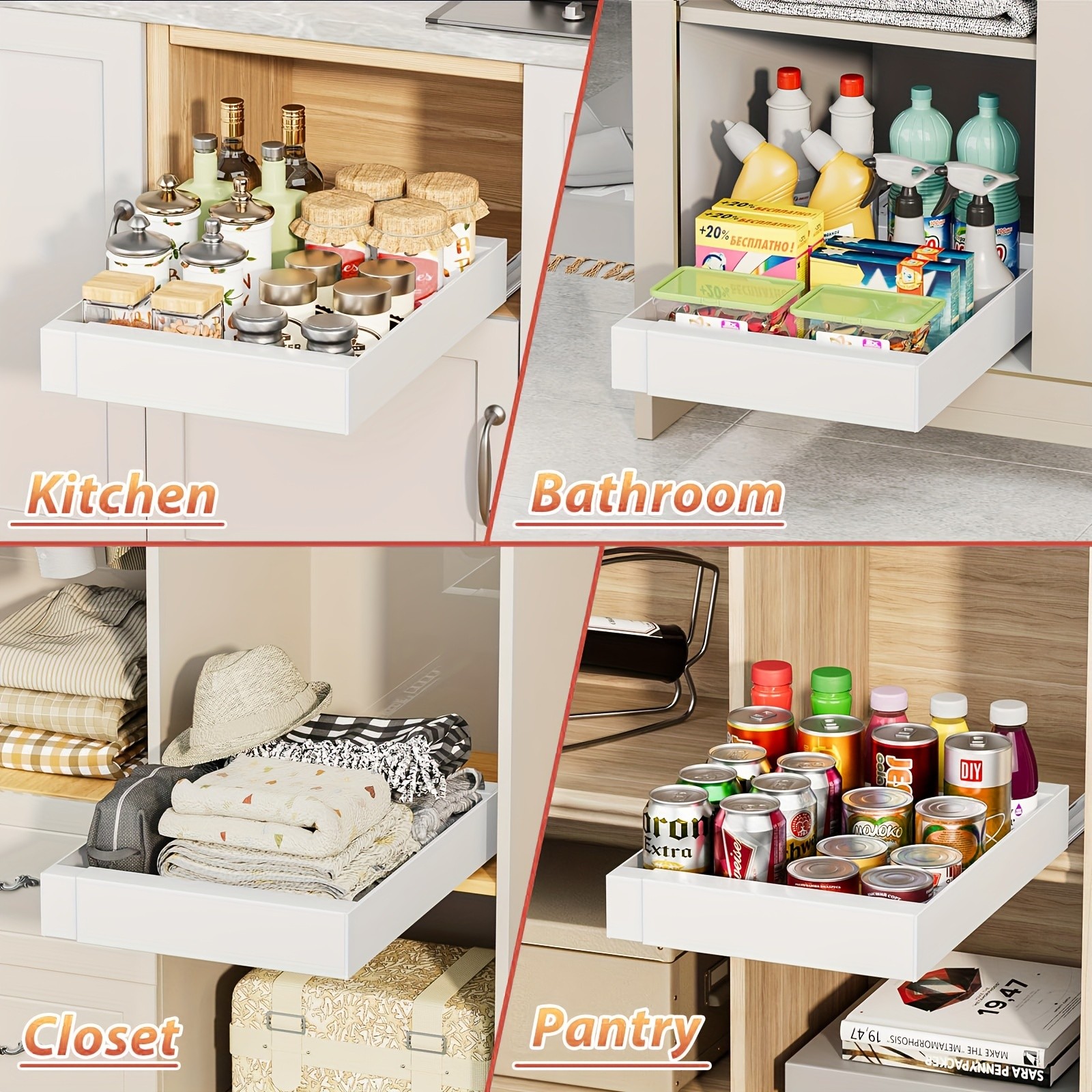 MCMLS Expandable Pull-Out Cabinet Rack  Heavy-Duty Adjustable Under-Sink Organizer for NZ Kitchens & Pantries