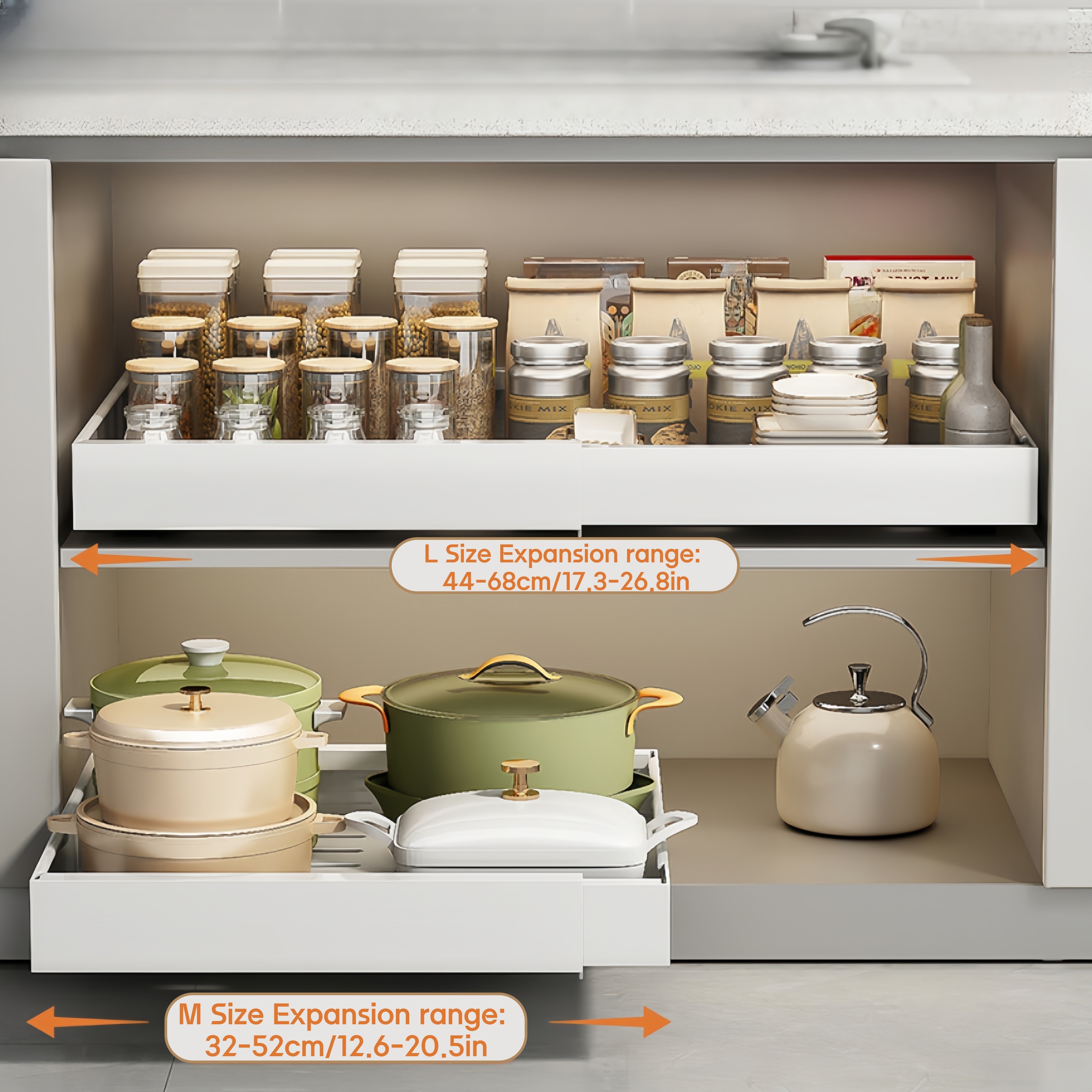 MCMLS Expandable Pull-Out Cabinet Rack  Heavy-Duty Adjustable Under-Sink Organizer for NZ Kitchens & Pantries