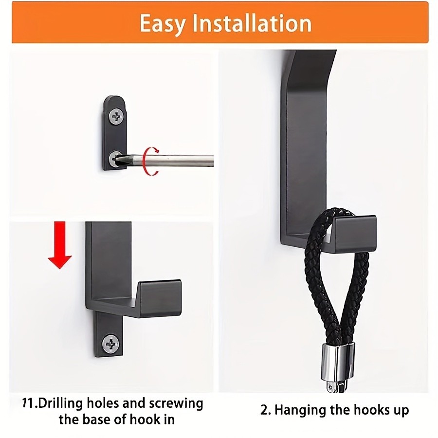 MCMLS Stainless Steel Double-Hook Wall Rack Set  6pcs Modern Space-Saving Mounts for NZ Hallways, Kitchens & Bathrooms