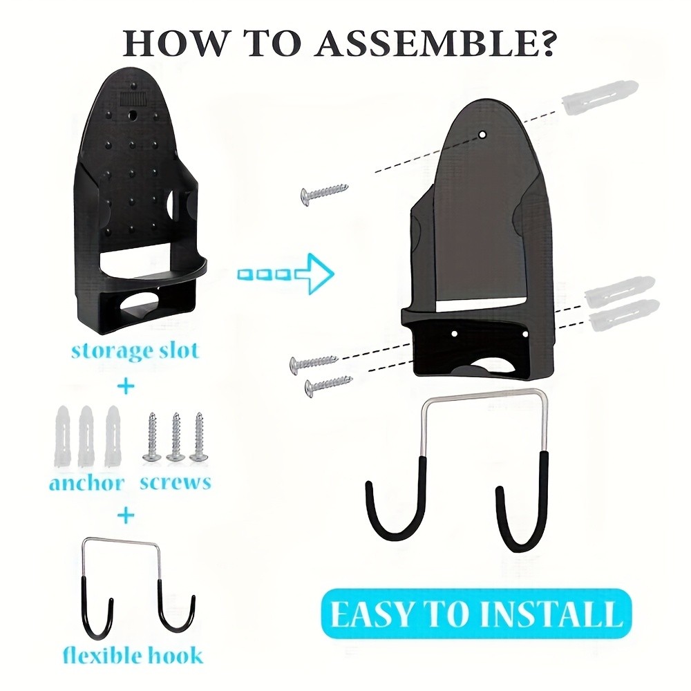 MCMLS Heavy-Duty Ironing Board Holder  Wall-Mounted Space-Saving Rack with Dual Hooks for NZ Homes & Apartments