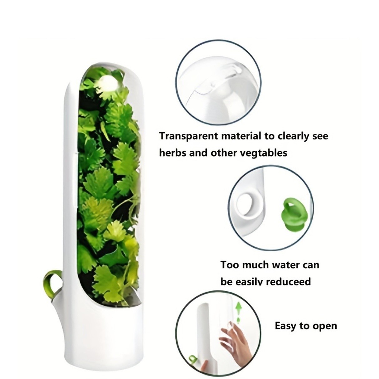 YUHUPHYLLIC Herb & Vegetable Preservation Pod  Fresh Coriander & Mint Container for Long-Lasting NZ Fridge Storage