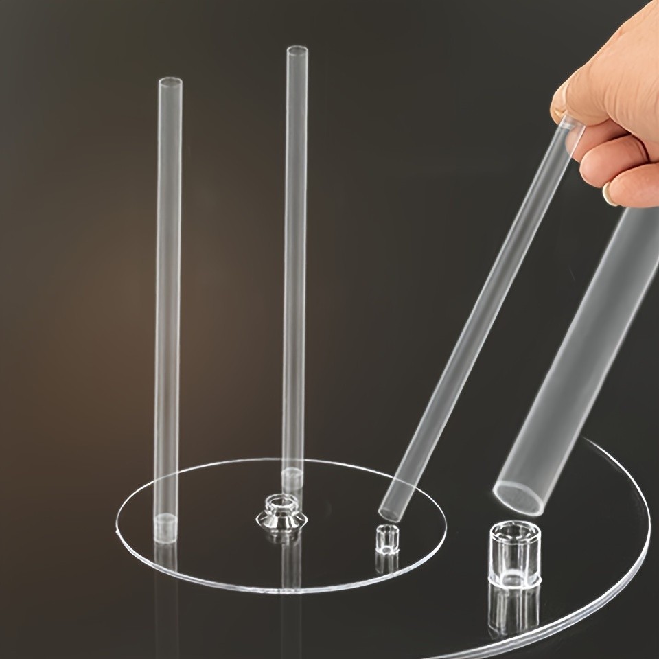 YUHUPHYLLIC 4pcs Reusable Cake Tier Set  Transparent Dividers & Cake Pins for Multi-Layered Cakes