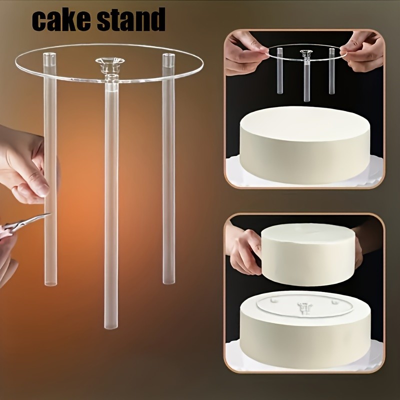 YUHUPHYLLIC 4pcs Reusable Cake Tier Set Transparent Dividers & Cake Pins for Multi-Layered Cakes