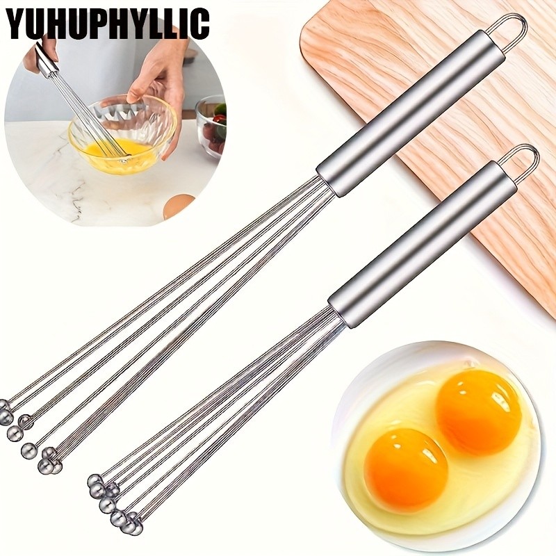 YUHUPHYLLIC 25.4cm Stainless Steel Bead Whisk  Handheld Egg, Cream & Sauce Whisk for NZ Kitchens