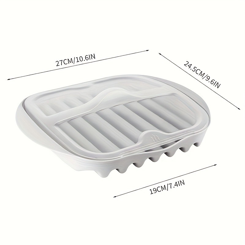 YUHUPHYLLIC Microwave Bacon Cooker Tray with Lid  Non-Slip, Fat-Draining Design for Quick Bacon Prep in NZ Kitchens