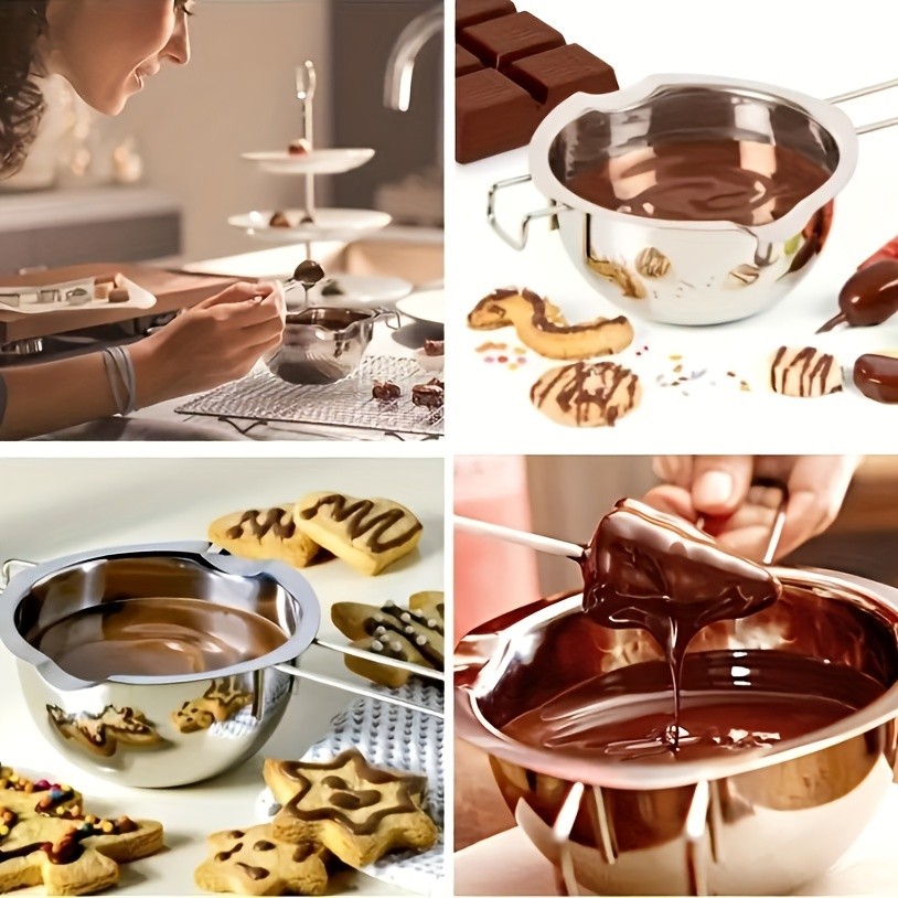 YUHUPHYLLIC Stainless Steel Chocolate Melting Pot Double Boiler for Baking, Fondue & Multi-Purpose Melting