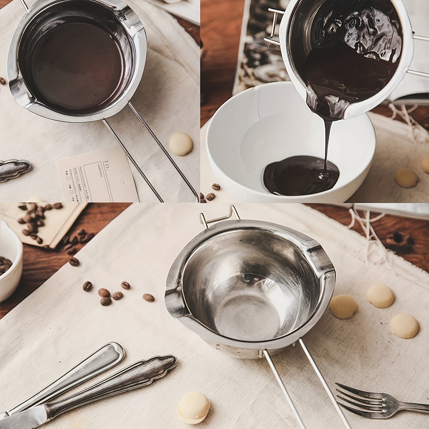 YUHUPHYLLIC Stainless Steel Chocolate Melting Pot Double Boiler for Baking, Fondue & Multi-Purpose Melting