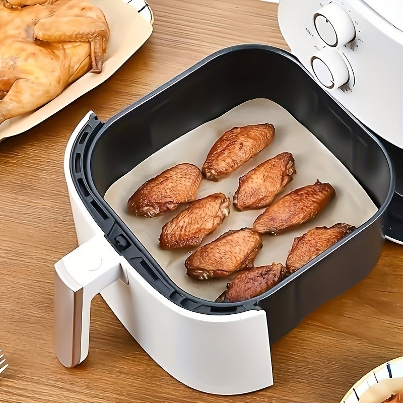 YUHUPHYLLIC 50pcs Air Fryer Liners Non-Stick Oil Absorbing Parchment Paper for Cooking & Baking