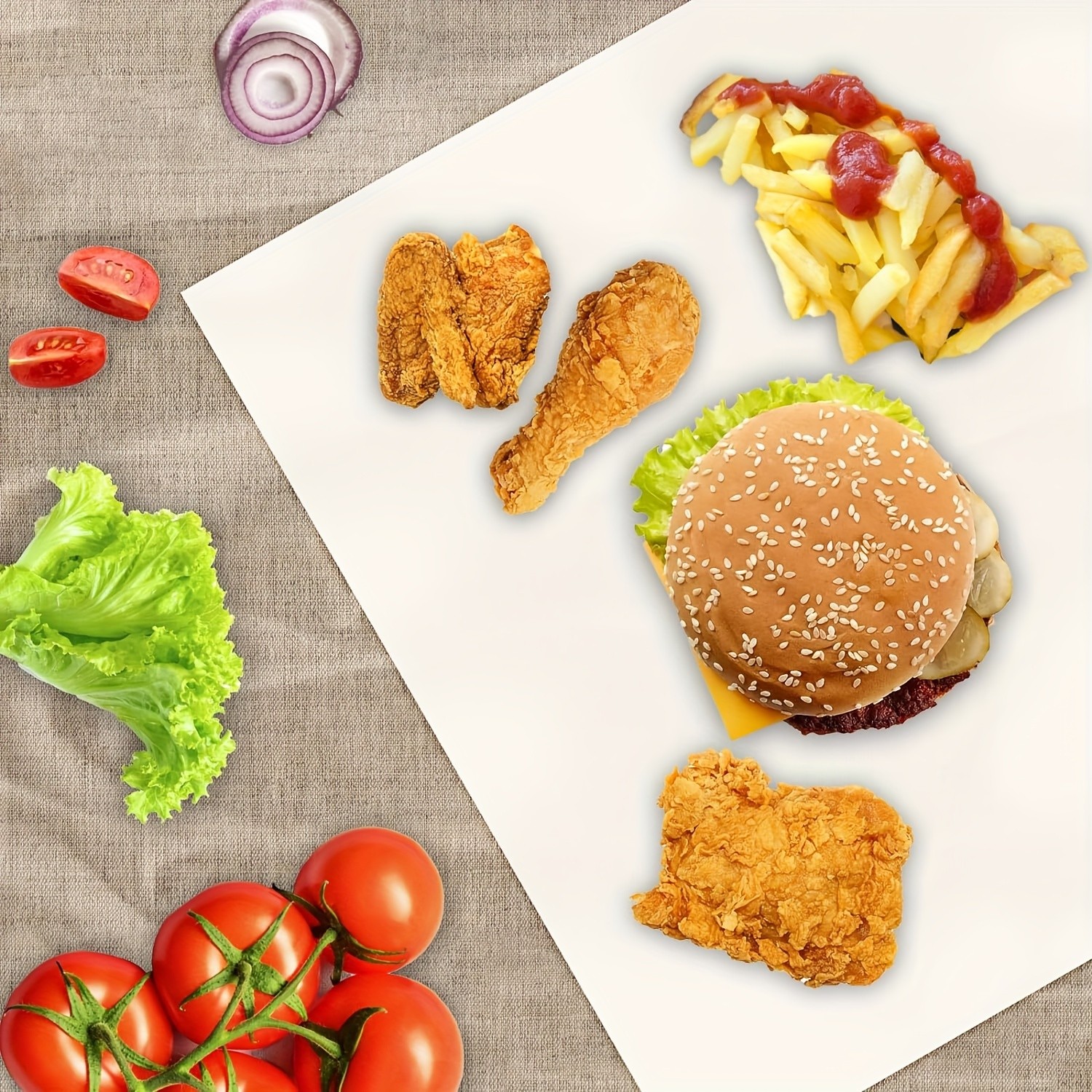 YUHUPHYLLIC 50pcs Air Fryer Liners Non-Stick Oil Absorbing Parchment Paper for Cooking & Baking