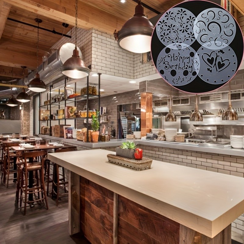 YUHUPHYLLIC 4pcs Cake Decorating Stencil Set PVC Tools for Cupcakes, Weddings & Parties