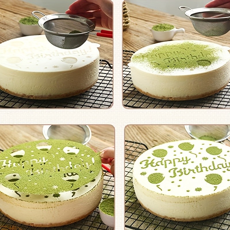 YUHUPHYLLIC 4pcs Cake Decorating Stencil Set PVC Tools for Cupcakes, Weddings & Parties