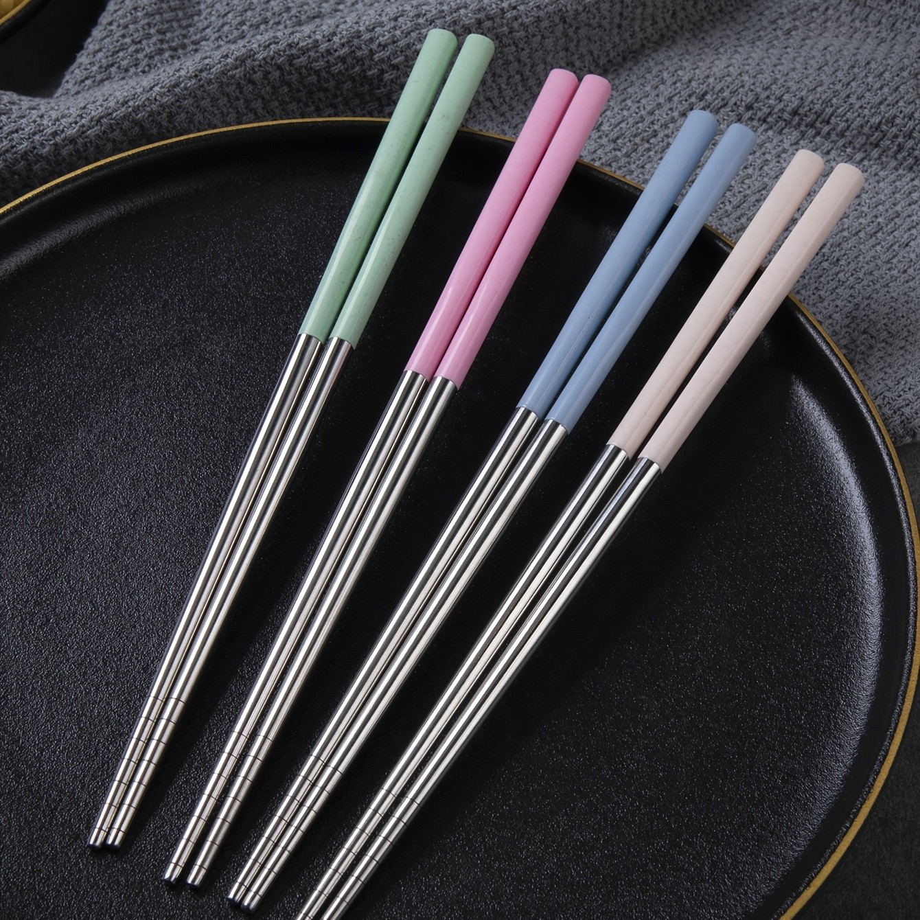 YUHUPHYLLIC 4 Pairs Stainless Steel Chopsticks  Reusable, Non-Slip, Dishwasher Safe Utensils for NZ Dining
