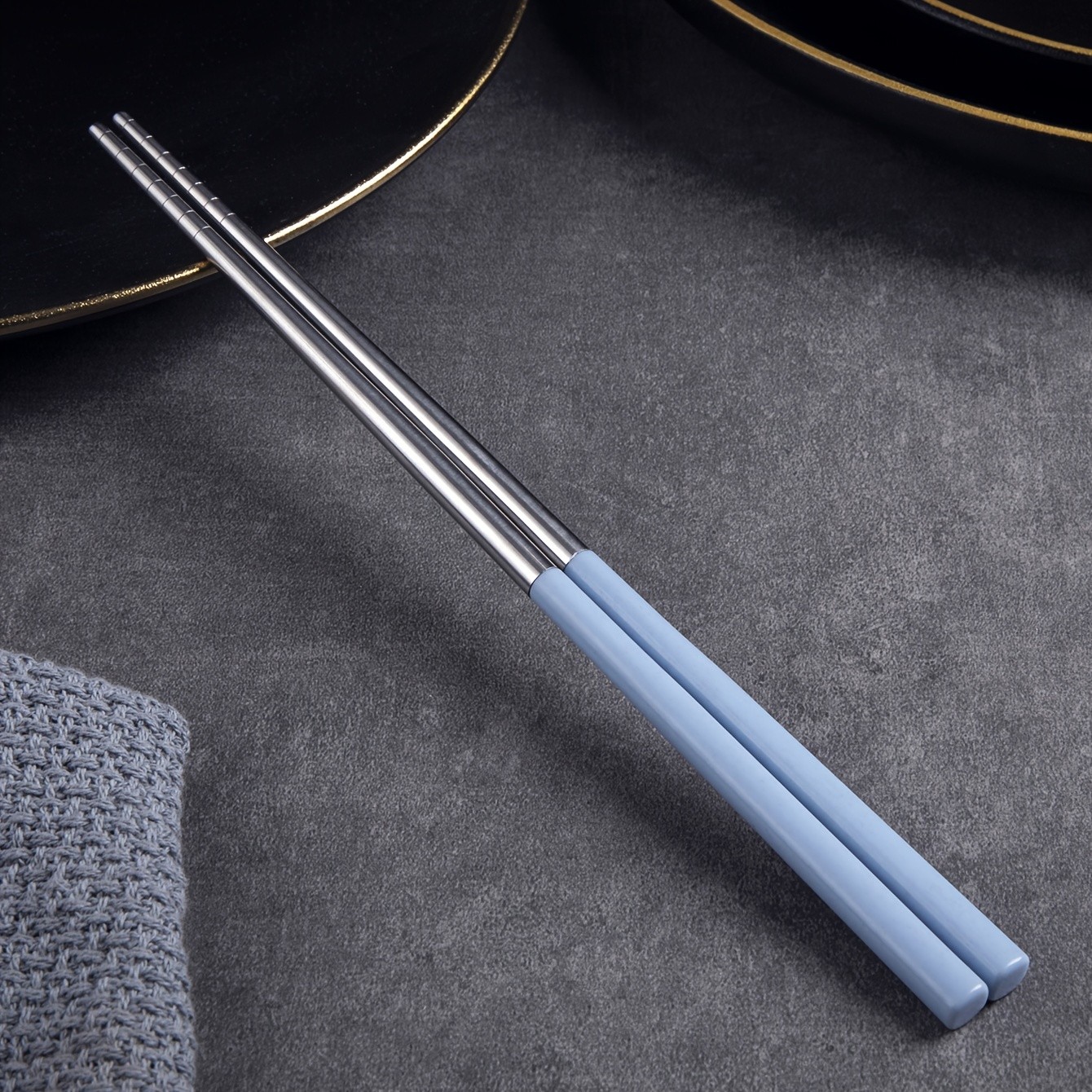 YUHUPHYLLIC 4 Pairs Stainless Steel Chopsticks  Reusable, Non-Slip, Dishwasher Safe Utensils for NZ Dining