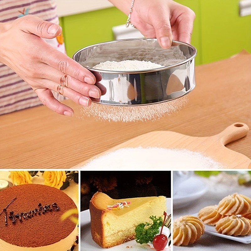 YUHUPHYLLIC Stainless Steel Fine Mesh Flour Sifter  Multi-Functional Tool for Cakes, Tarts, and Breads