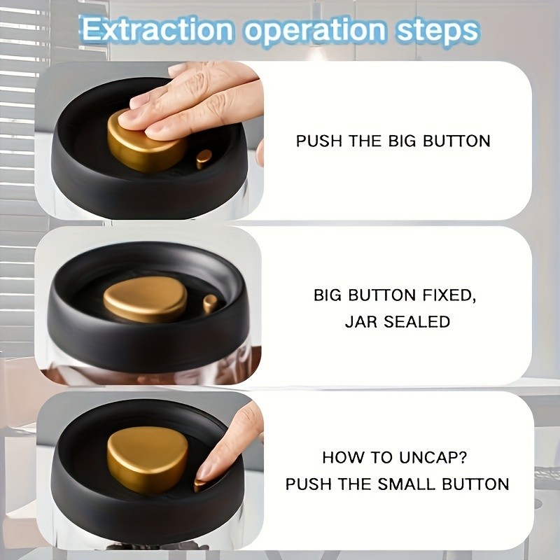 YUHUPHYLLIC Vacuum-Sealed Glass Storage Container  Moisture-Proof Pressure Pump Storage Jar for Coffee Beans, Tea & Nuts