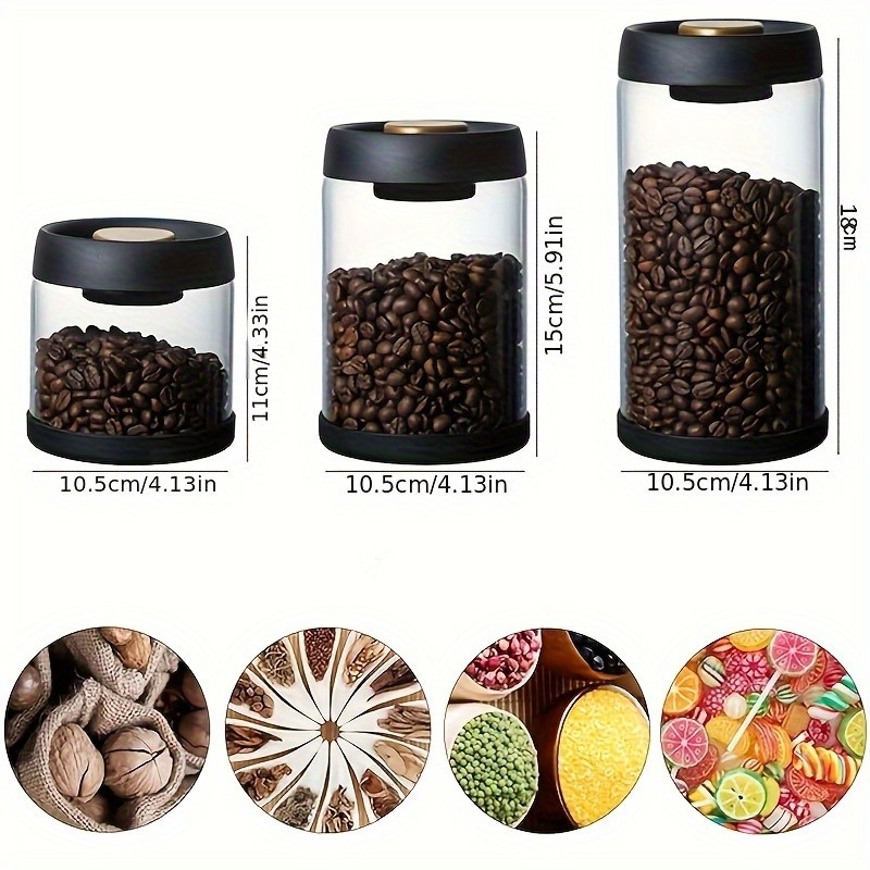 YUHUPHYLLIC Vacuum-Sealed Glass Storage Container  Moisture-Proof Pressure Pump Storage Jar for Coffee Beans, Tea & Nuts