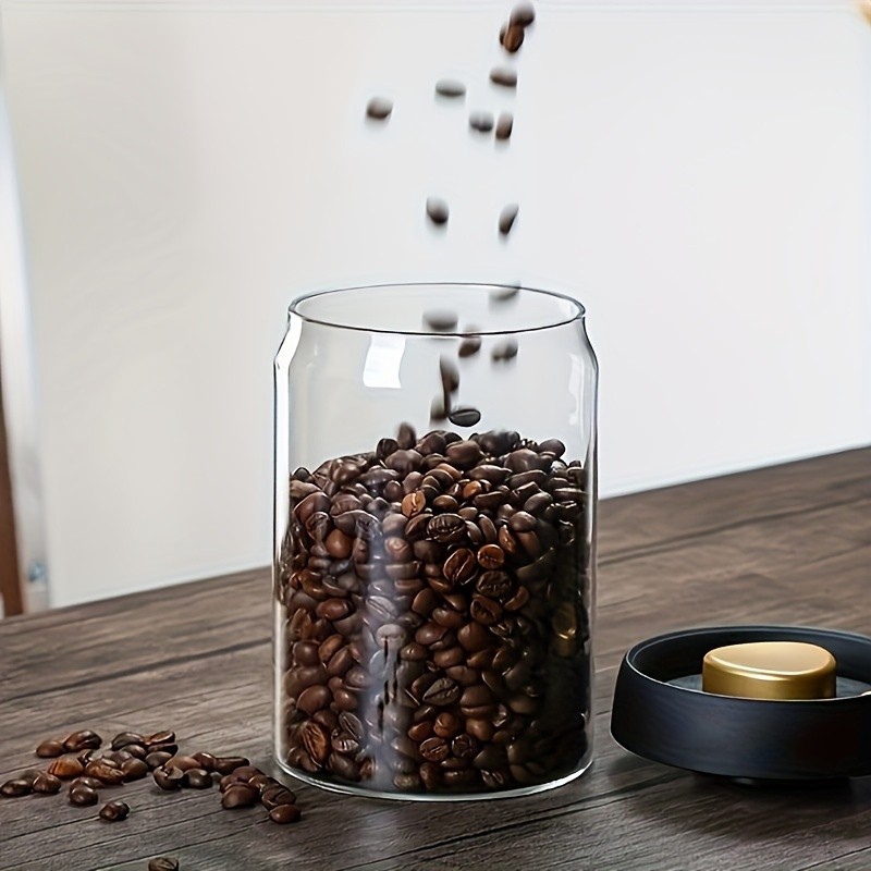 YUHUPHYLLIC Vacuum-Sealed Glass Storage Container  Moisture-Proof Pressure Pump Storage Jar for Coffee Beans, Tea & Nuts