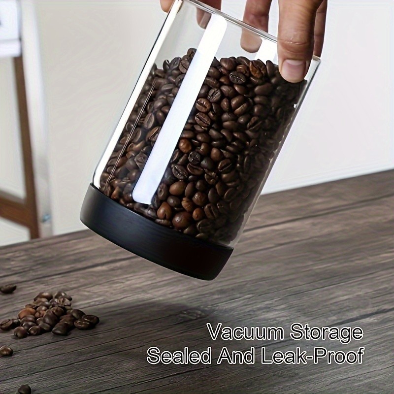 YUHUPHYLLIC Vacuum-Sealed Glass Storage Container  Moisture-Proof Pressure Pump Storage Jar for Coffee Beans, Tea & Nuts