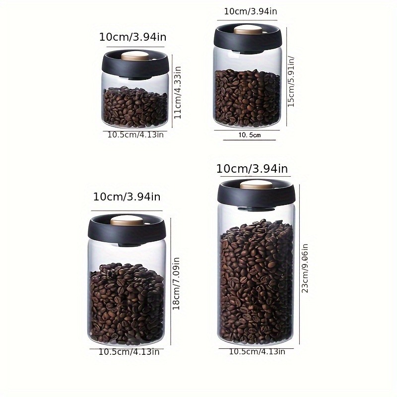 YUHUPHYLLIC Vacuum-Sealed Glass Storage Container  Moisture-Proof Pressure Pump Storage Jar for Coffee Beans, Tea & Nuts