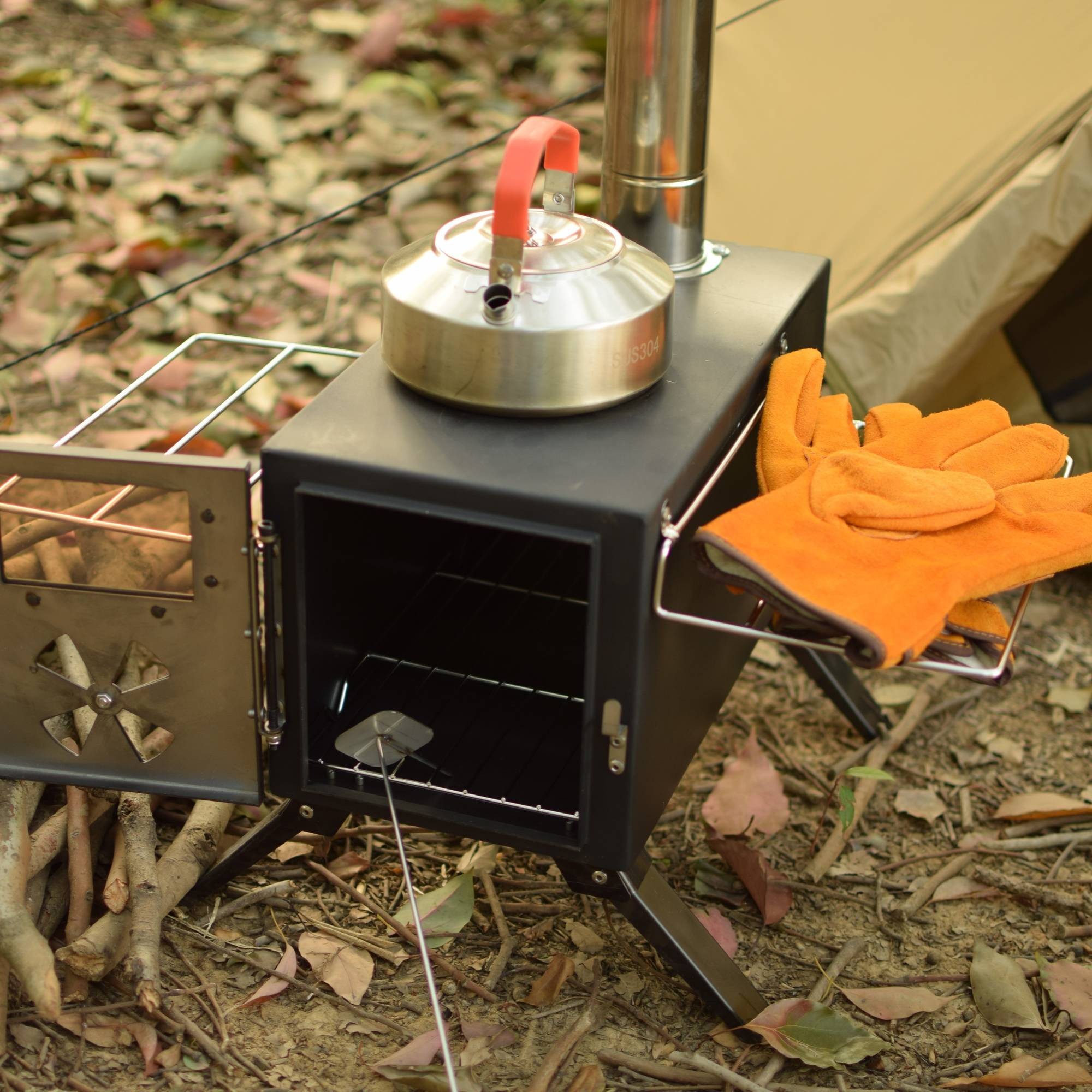 Portable Black Iron Camping Stove  Lightweight Outdoor Cooking Stove for Adventure