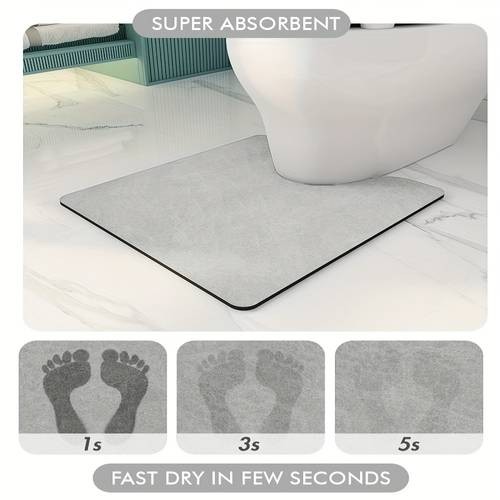 SIXHOME U-Shaped Toilet Mat  Ultra Absorbent, Quick-Dry, Non-Slip Bathroom Mat