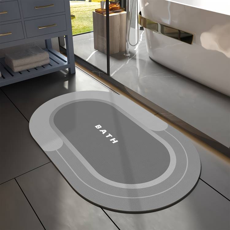 SIXHOME Ultra-Absorbent Quick-Dry Bath Mat  Non-Slip Rubber Backing, Soft Diatomaceous Earth Material
