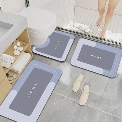 3pcs Diatomite Bathroom Rug Set  Non-Slip, Soft & Absorbent Bath Mats for Kitchen, Entryway & Home Decor