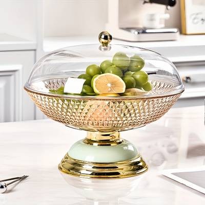 FARIDABIO Round Large Storage Basket with Lid  Multifunctional Organizer for Fruits, Breads, Snacks & More