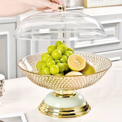 FARIDABIO Round Large Storage Basket with Lid  Multifunctional Organizer for Fruits, Breads, Snacks & More