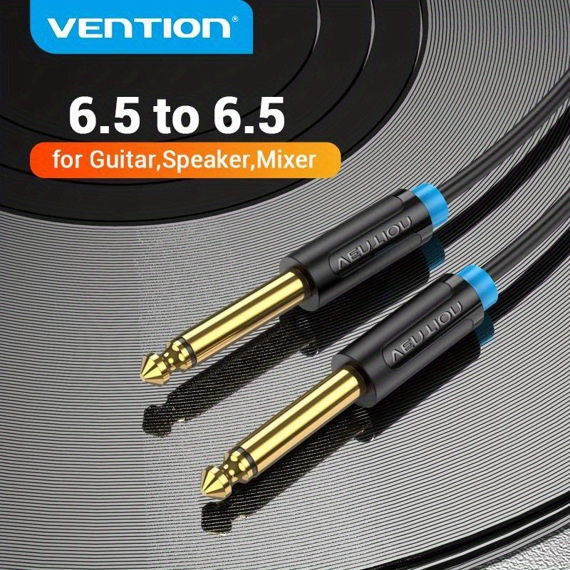 Vention Premium Guitar Aux Cable - 6.5mm Male to Male, High-Quality Audio Instrument Cord for Mixers, Speakers & Stereos