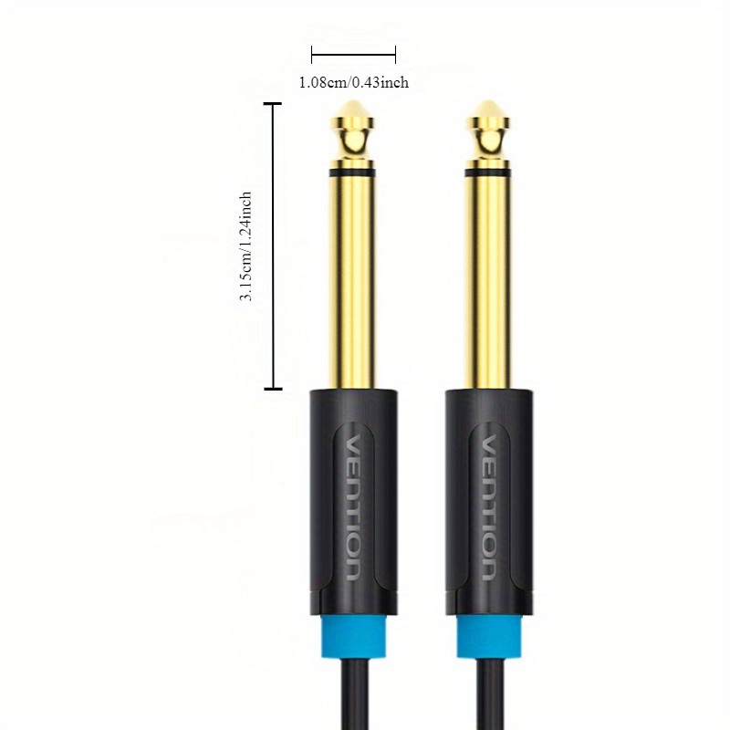 Vention Premium Guitar Aux Cable - 6.5mm Male to Male, High-Quality Audio Instrument Cord for Mixers, Speakers & Stereos