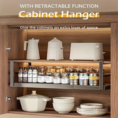 FARIDABIO Carbon Steel Hanging Storage Rack Expandable Kitchen Organizer for Paper, Cling Film, and Seasonings