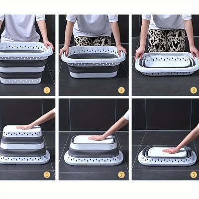 FARIDABIO 43L Collapsible Laundry Hamper Basket  Large Folding Clothes Bin with Comfort Grip Handle