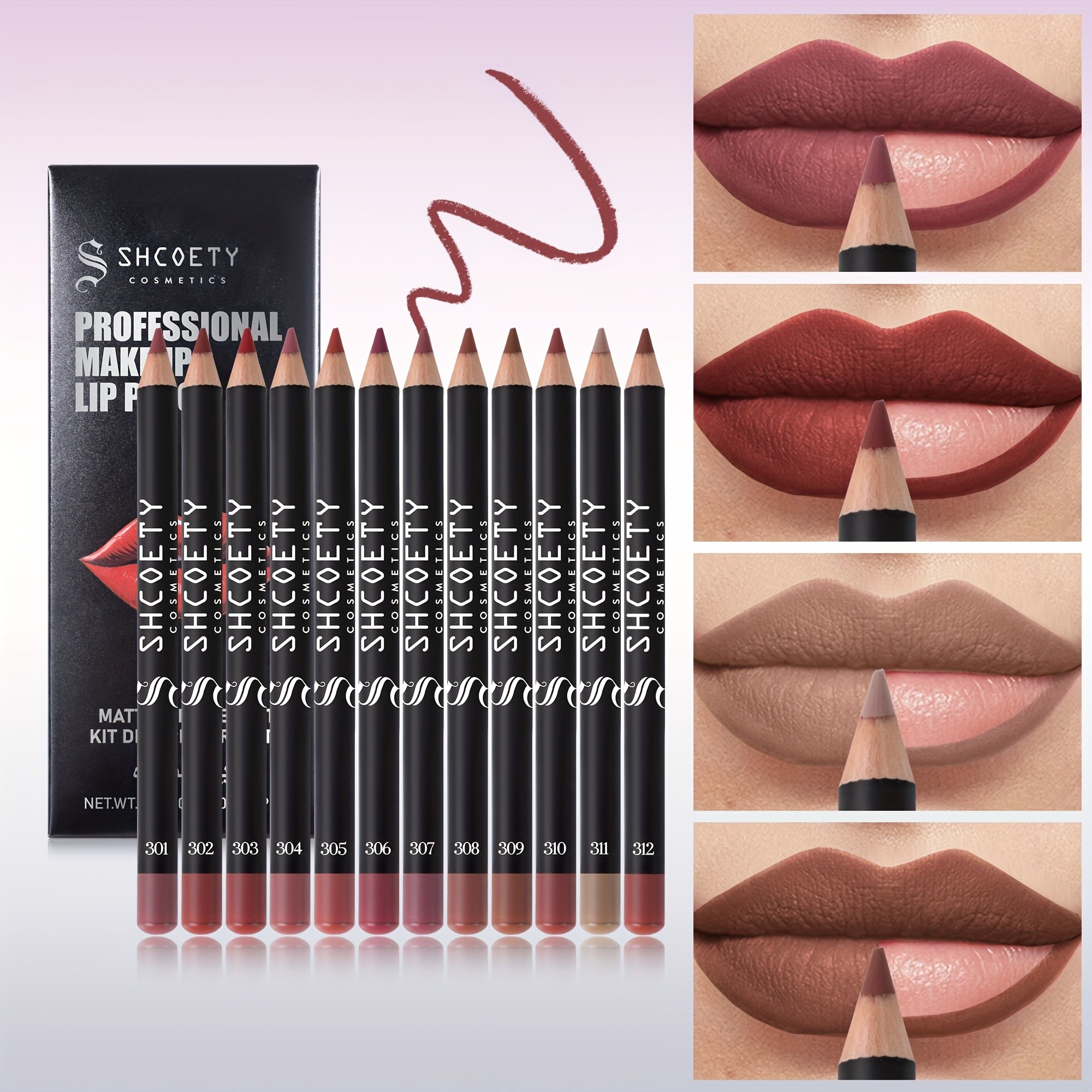 SHCOETY 12pcs Professional Matte Lip Liner Set