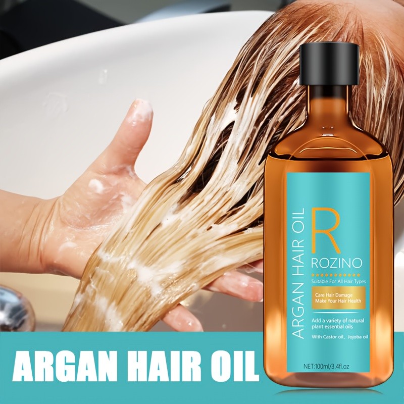 ROZINO Instant Smoothing & Frizz Control 10-in-1 Moroccan Argan Oil Hair Essential