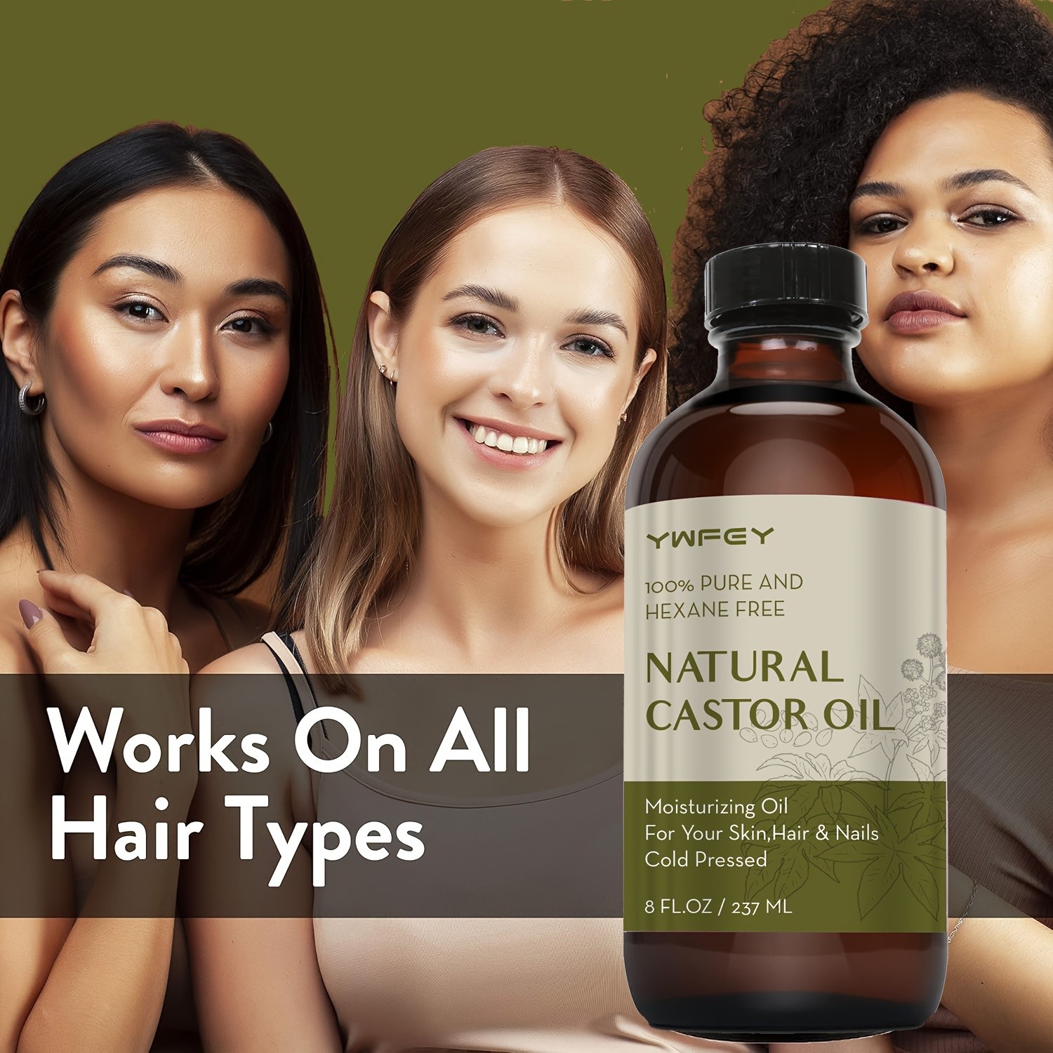 237ml Castor Oil Cold Pressed, Rich Hydration for Hair, Skin, Lashes & Brows