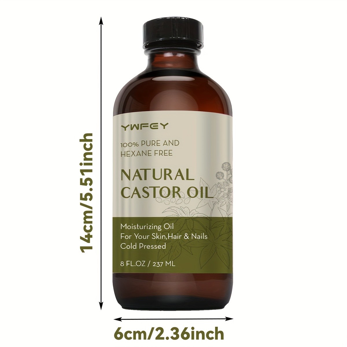 237ml Castor Oil  Cold Pressed, Rich Hydration for Hair, Skin, Lashes & Brows