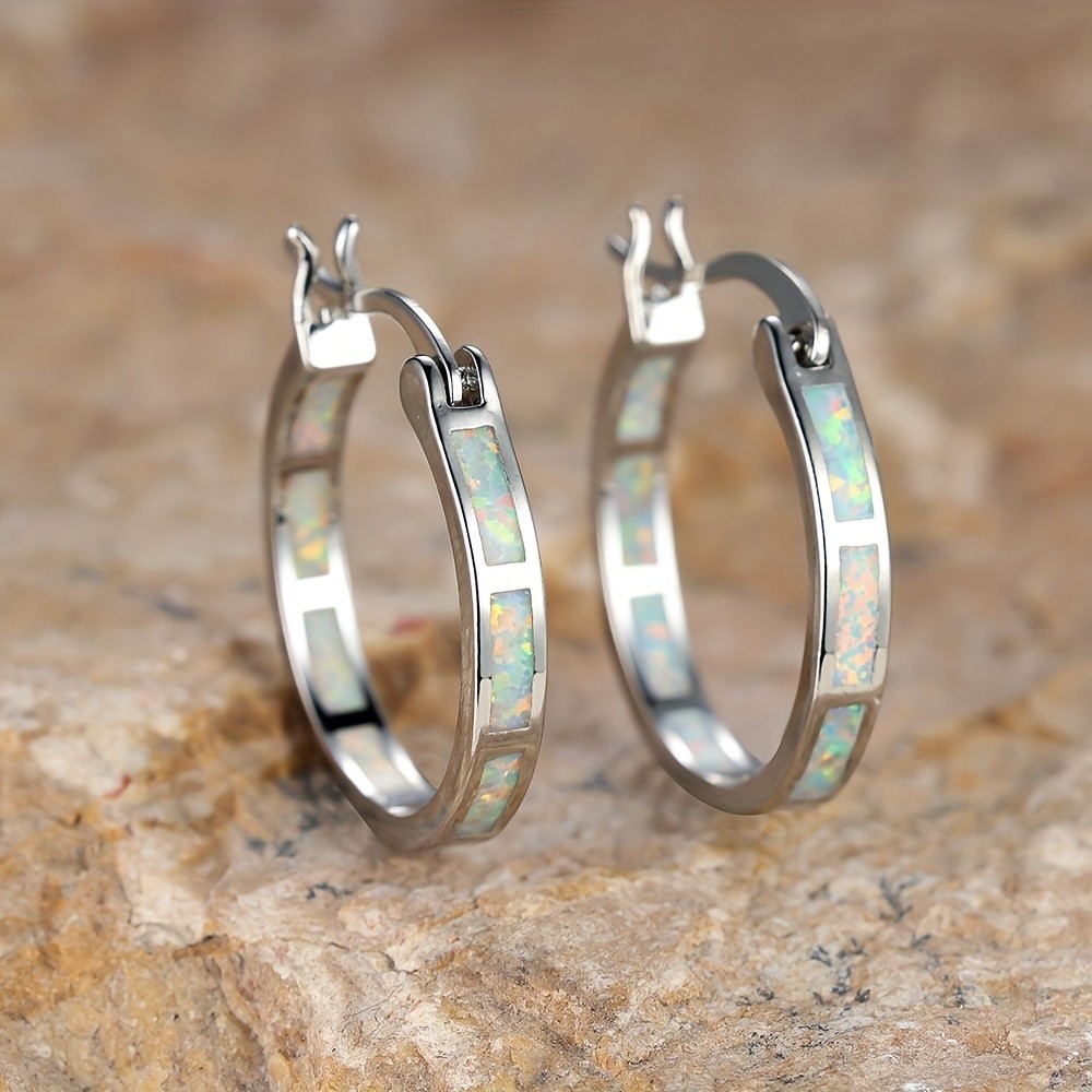 ANGOL Vintage Boho Synthetic Opal Earrings