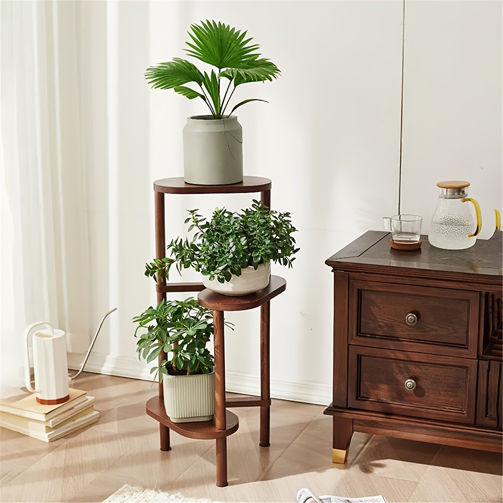 wisfor 3-Tier Bamboo Corner Plant Stand  Space-Saving and Stylish Solution for Indoor and Outdoor Use