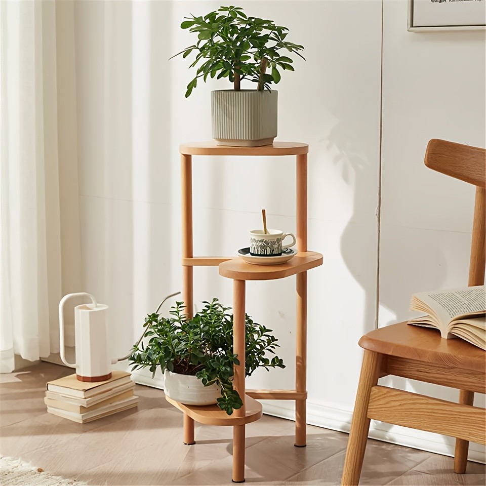 wisfor 3-Tier Bamboo Corner Plant Stand  Space-Saving and Stylish Solution for Indoor and Outdoor Use