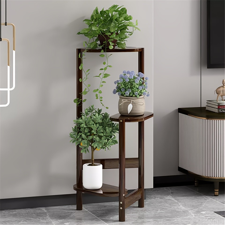 wisfor 3-Tier Bamboo Corner Plant Stand  Space-Saving and Stylish Solution for Indoor and Outdoor Use