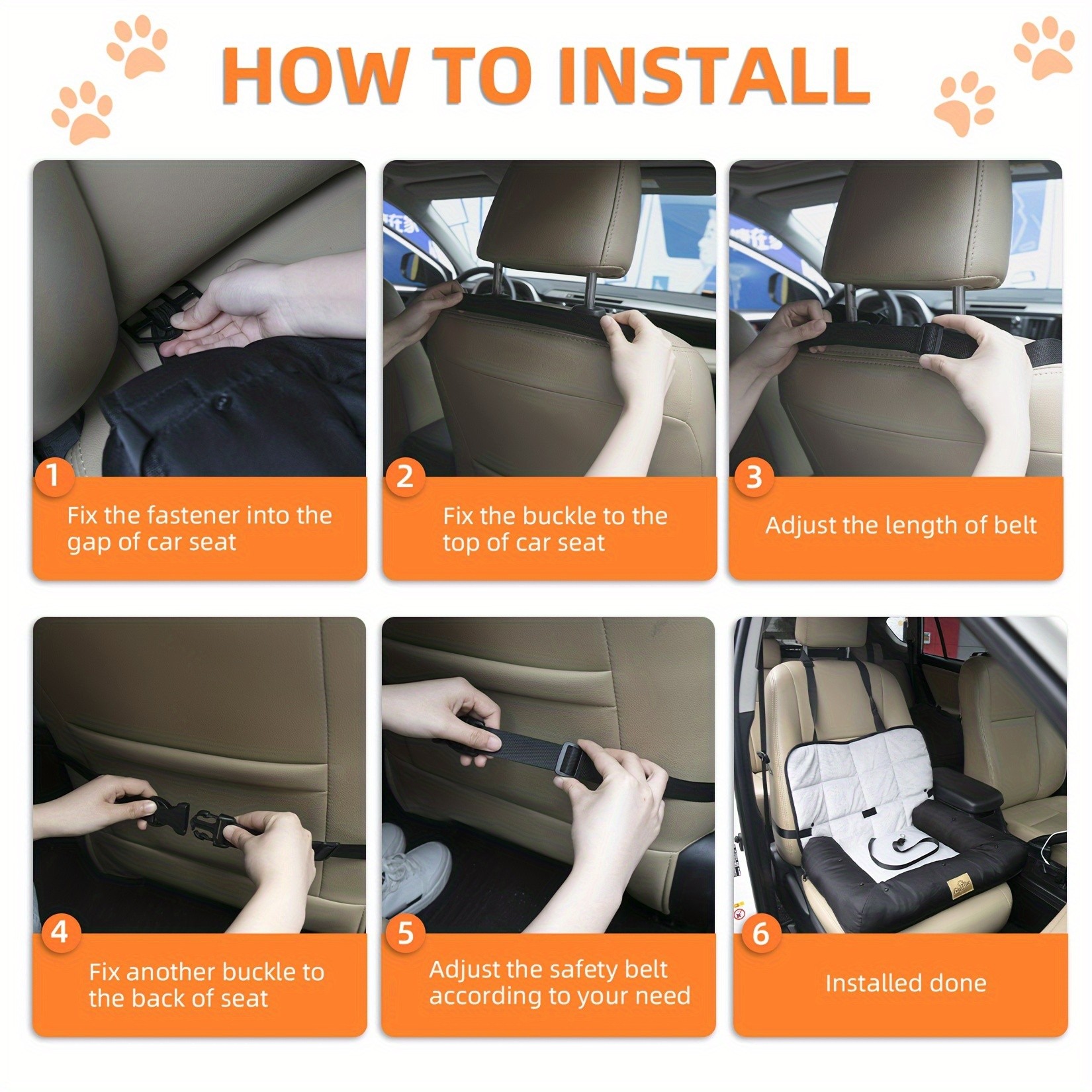 wisfor Memory Foam Dog Car Seat Multi-Function Travel Seat with Safety Belt and Waterproof Cover for Pets