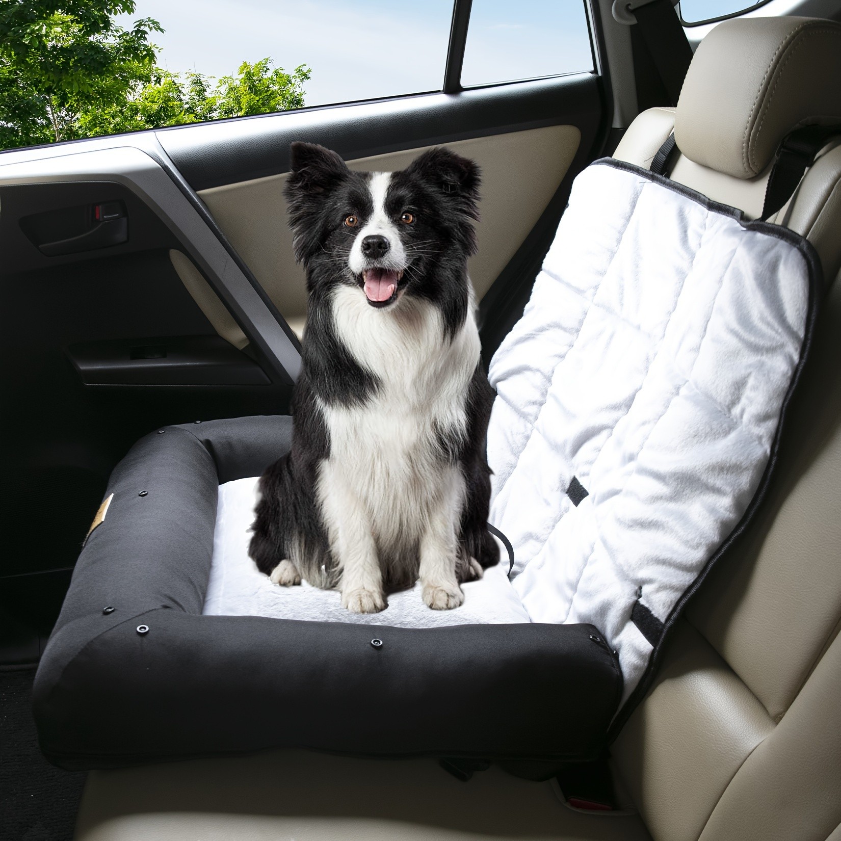 wisfor Memory Foam Dog Car Seat Multi-Function Travel Seat with Safety Belt and Waterproof Cover for Pets