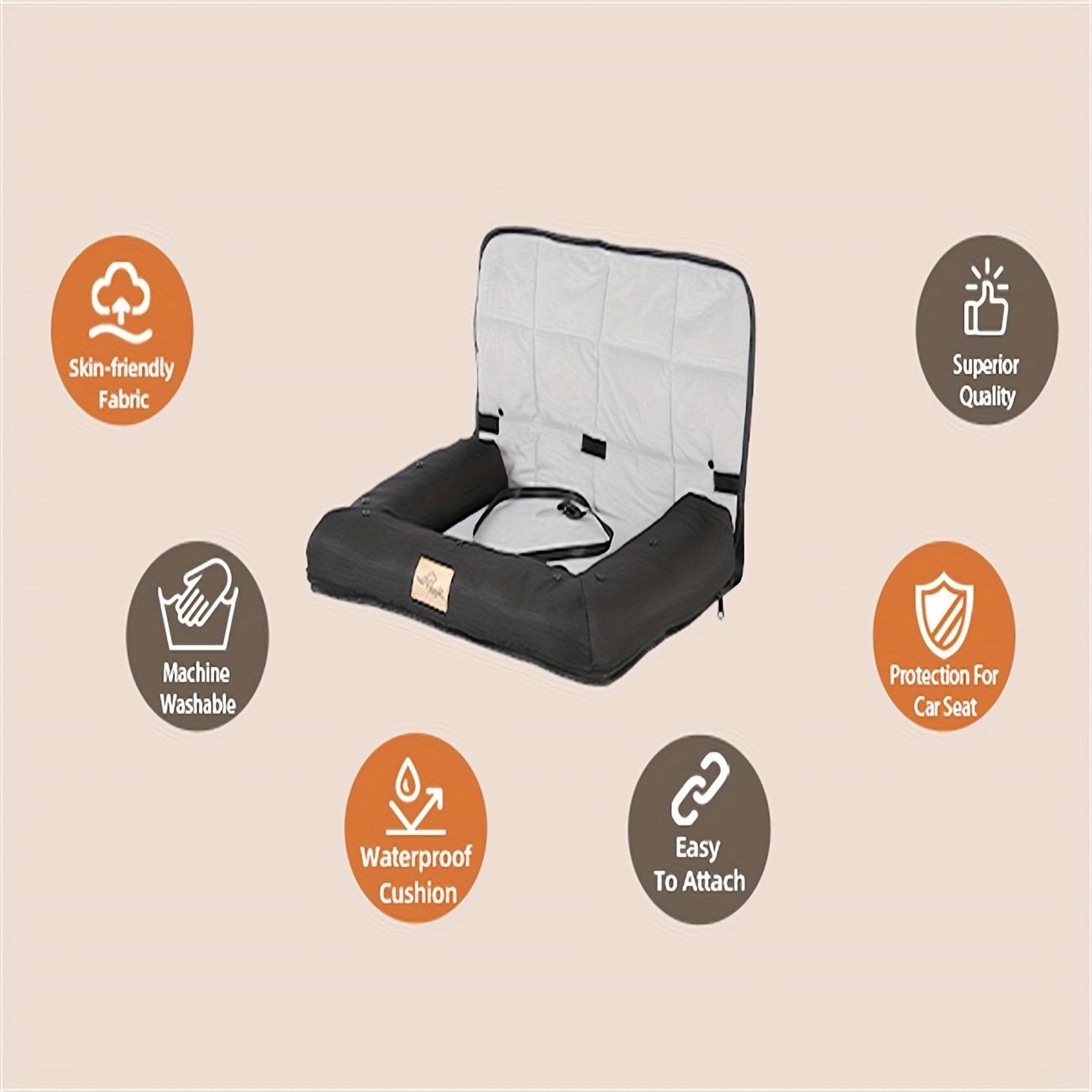 wisfor Memory Foam Dog Car Seat  Multi-Function Travel Seat with Safety Belt and Waterproof Cover for Pets