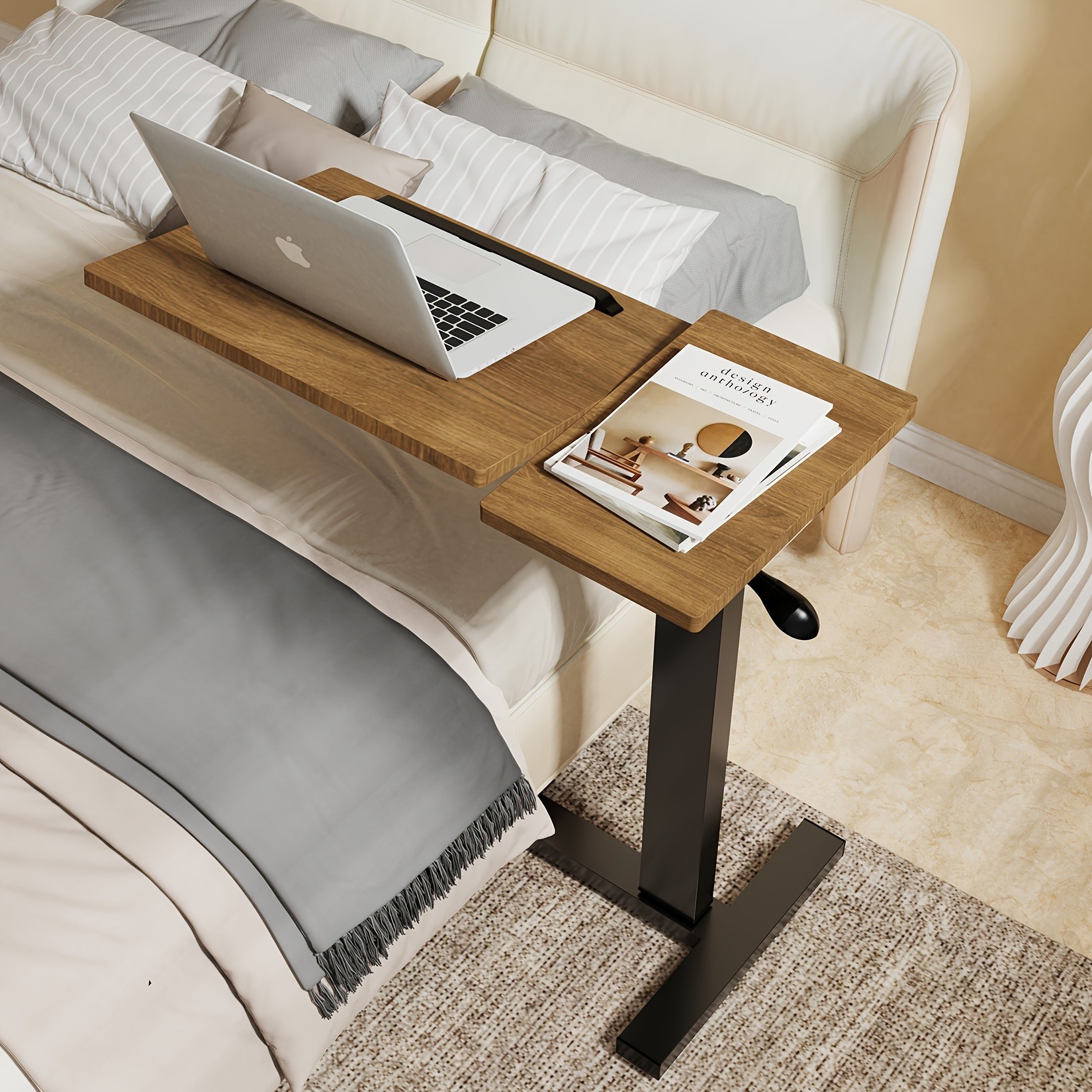 wisfor Versatile Height-Adjustable Over Bed Table  Adjustable, Tilting Design for Comfortable Work and Storage