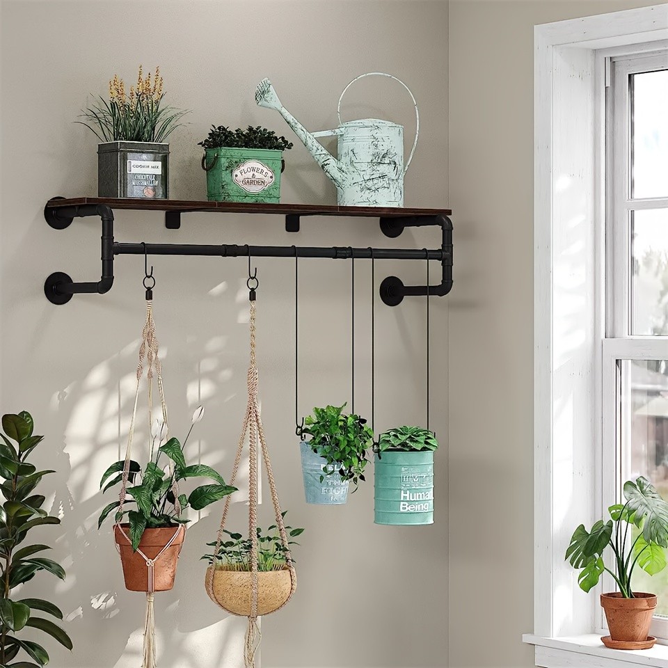 wisfor Heavy Duty Industrial Wall-Mounted Pipe Garment Rack  Maximize Vertical Space with Sturdy Storage Solutions