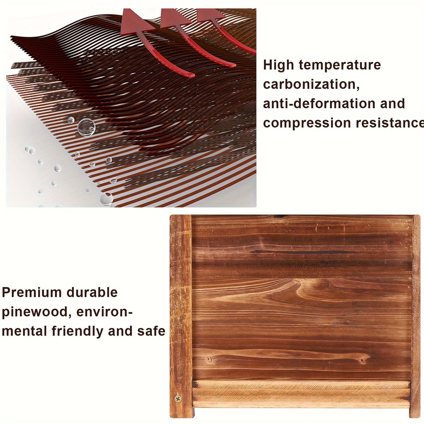 wisfor Sturdy Pine Wood Planter Box for Garden  Rustic Striped Design for Your Plants