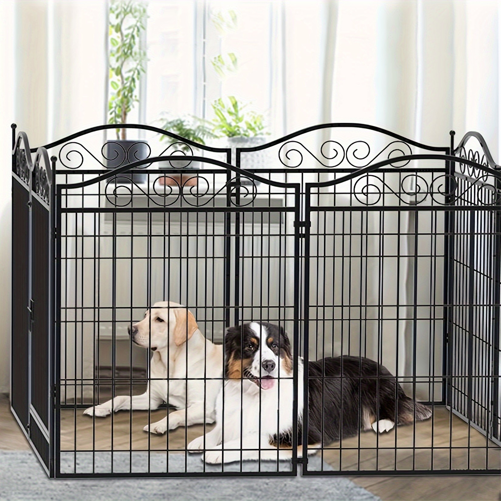 wisfor Heavy Duty Metal Dog Panel Pet Playpen  Durable and Foldable Fence for Dogs